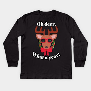 Oh Deer, What a year! Kids Long Sleeve T-Shirt